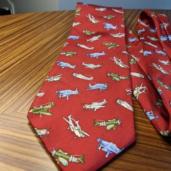 VINTAGE ALYNN WW2 fighter planes silk tie - Picture 5 of 7